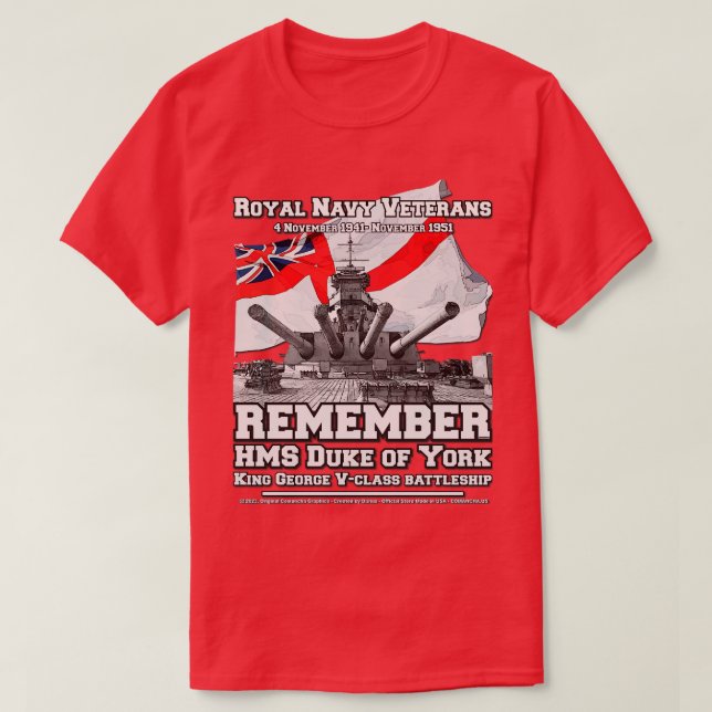 T-shirt RAPPELEZ-VOUS HMS Prince of Wales Battleship (Design devant)