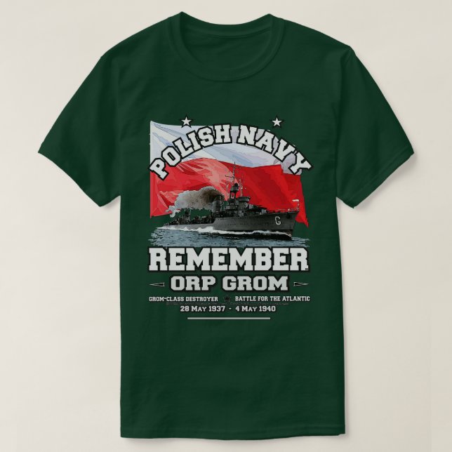 T-shirt RAPPELEZ-VOUS ORP GROM Polonais Navy Destroyer (Design devant)