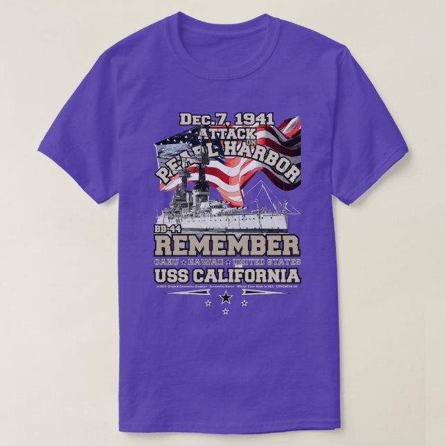 T-SHIRT RAPPELEZ-VOUS PEARL HARBOR BB44 USS CALIFORNIA 194 (Design devant)