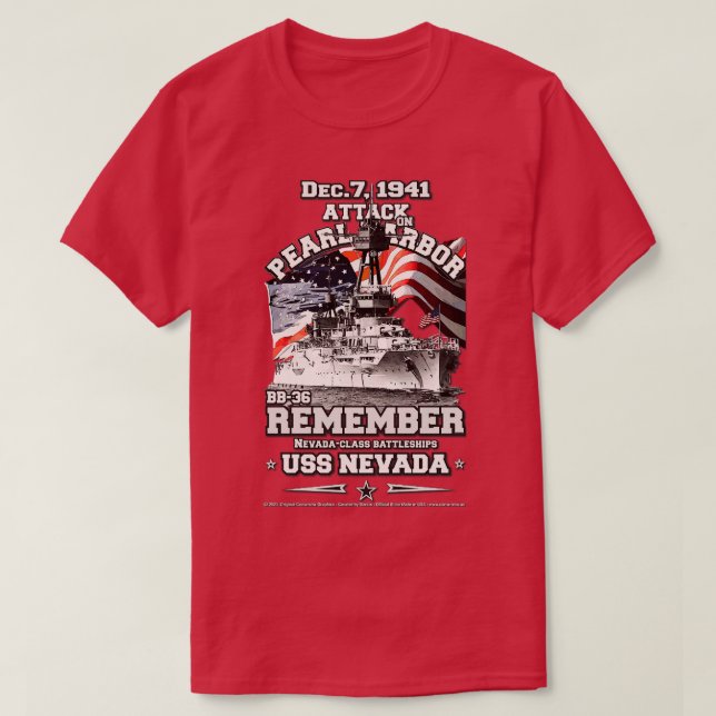 T-shirt RAPPELEZ-VOUS Pearl Harbour USS Nevada BB36 (Design devant)