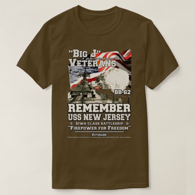 T-shirt RAPPELEZ-VOUS USS New Jersey BB62 US Battleship (Design devant)
