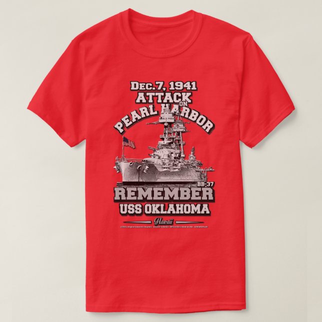 T-shirt RAPPELEZ-VOUS USS Oklahoma BB37 Pearl Harbour (Design devant)