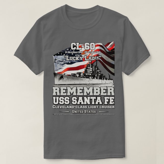 T-shirt RAPPELEZ-VOUS USS Père Noël Fe CL60 vétérans du cr (Design devant)