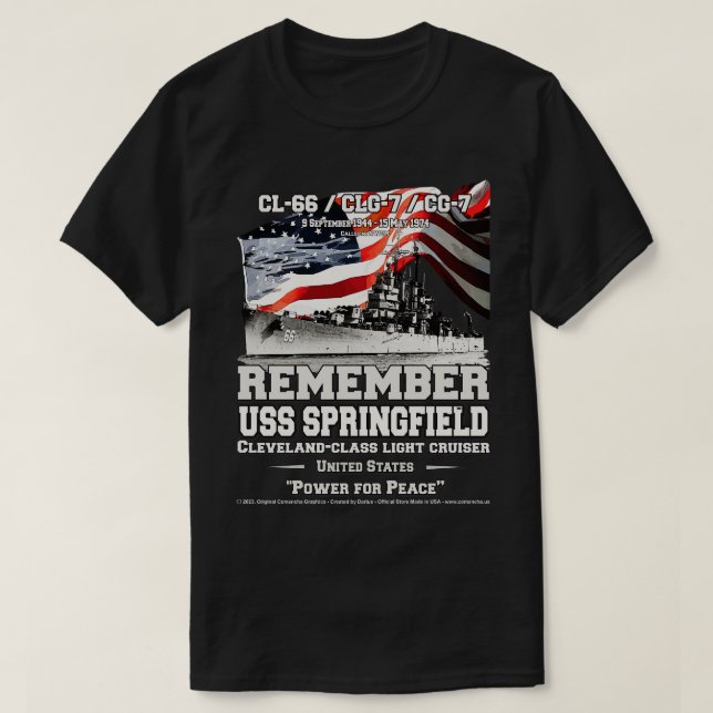 T-shirt RAPPELEZ-VOUS USS Springfield CL66 Vétérans de la  (Design devant)