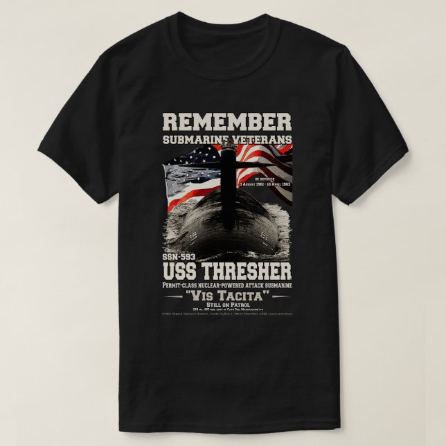 T-shirt RAPPELEZ-VOUS USS Thresher SSN593 (Design devant)