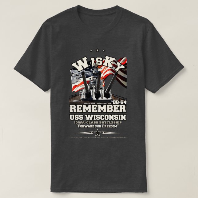 T-shirt RAPPELEZ-VOUS USS Wisconsin BB64 Vétérans de cueil (Design devant)
