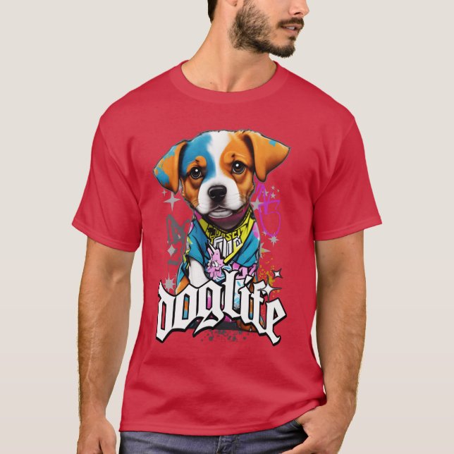 T-shirt Rappeur Rap chien chiot rétro (Devant)