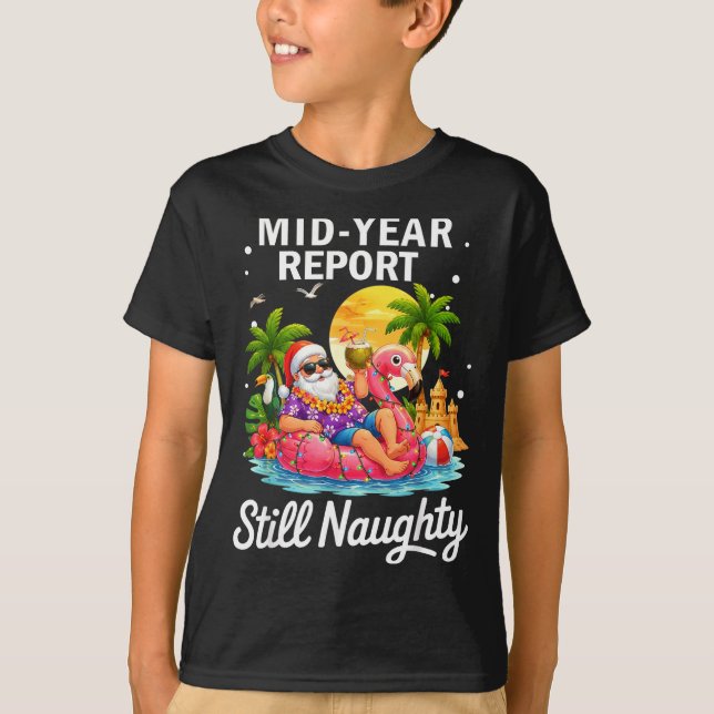 T-shirt rapport semestriel naughty funny santa plage été  (Devant)