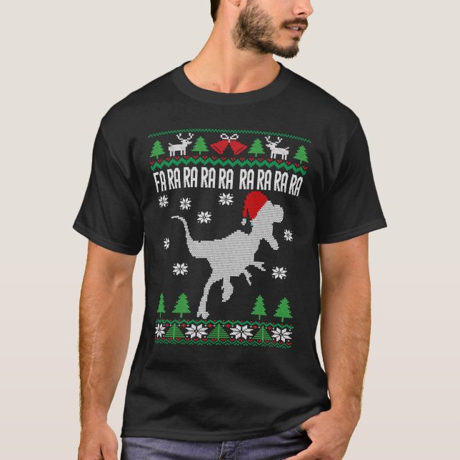 T-shirt Rapporteure Santa Hat Velociraptor Dinosaur Ugly C (Devant)
