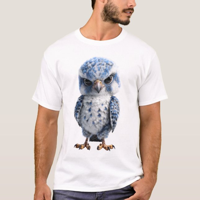 T-shirt Raptor Menue Fluffy Bleu Grognon (Devant)