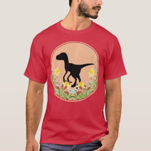 T-shirt Raptor Velociraptor Dino Dinosaures Floral Fleurs