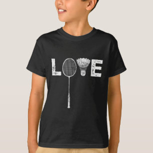 T-shirt Raquette de badminton d'amour Volant de l'amant de