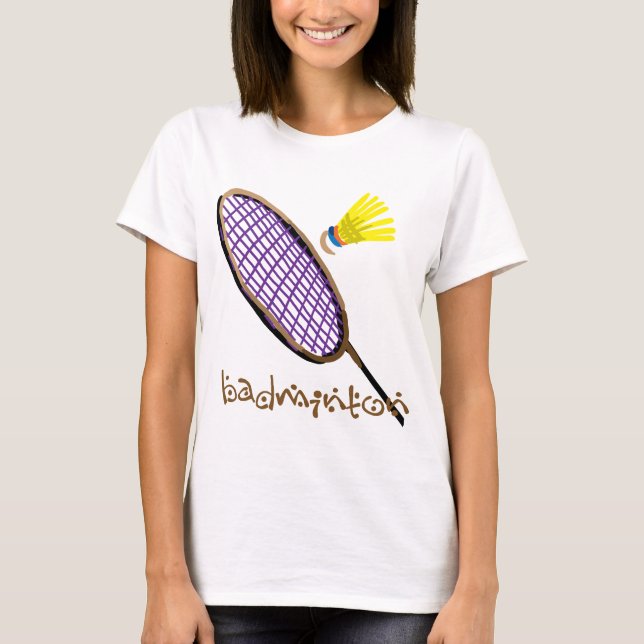 T-shirt Raquette de badminton pourpre (Devant)