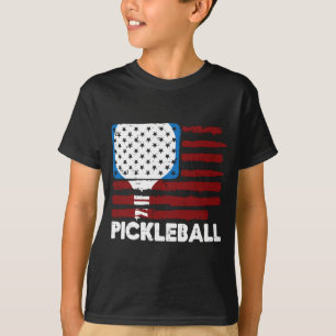 T-shirt Raquette de Pickleball Drapeau Patriot Pickle Ball