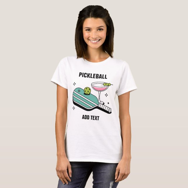 T-shirt Raquette de Pickleball et Cocktail (Devant entier)