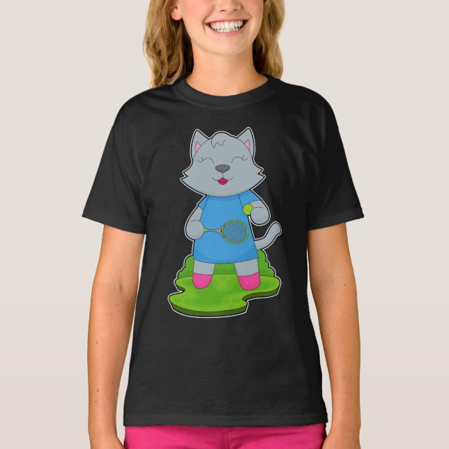 T-shirt Raquette de Tennis de Chat (Devant)