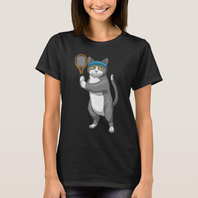 T-shirt Raquette de Tennis de Chat (Devant)