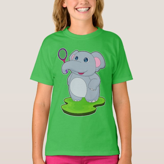 T-shirt Raquette de tennis d'éléphant (Devant)