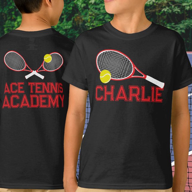 T-shirt Raquette de tennis et balle rouge blanc graphique  (Créateur téléchargé)