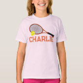 T-shirt Raquette de tennis et bille orange personnalisé (Devant)