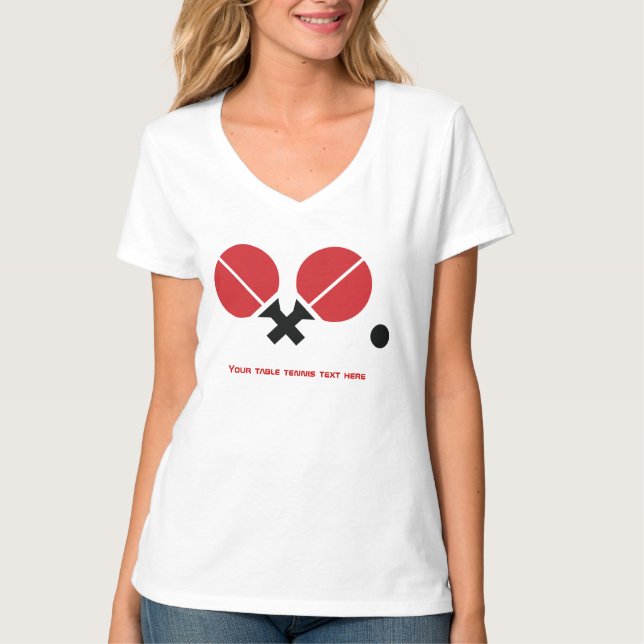 T-shirt Raquettes de ping-pong de table et boule noir, rou (Devant)