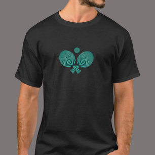T-shirt Raquettes de ping-pong et boule en bleu turquoise