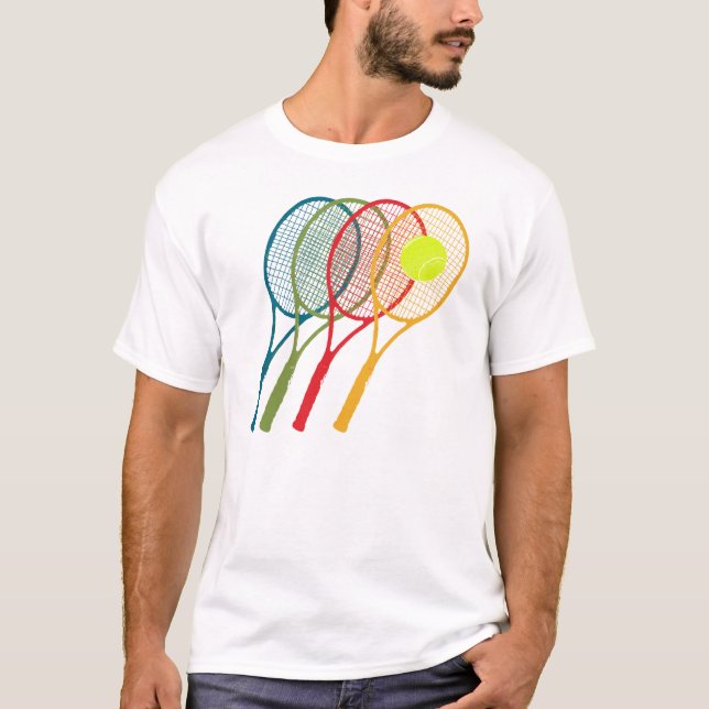 T-shirt raquettes de tennis colorées (Devant)