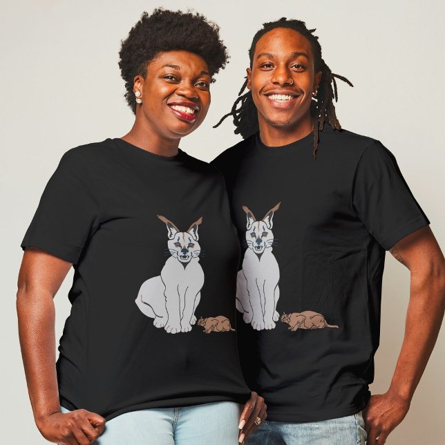 T-shirt Rare Twin Serval Faune Beauté Noir (Créateur téléchargé)