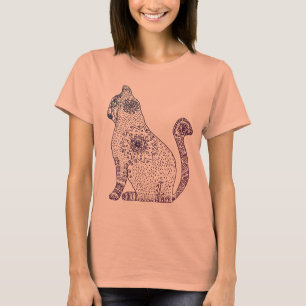 T-Shirt ras du cou à manches 3/4 Mandala Chat