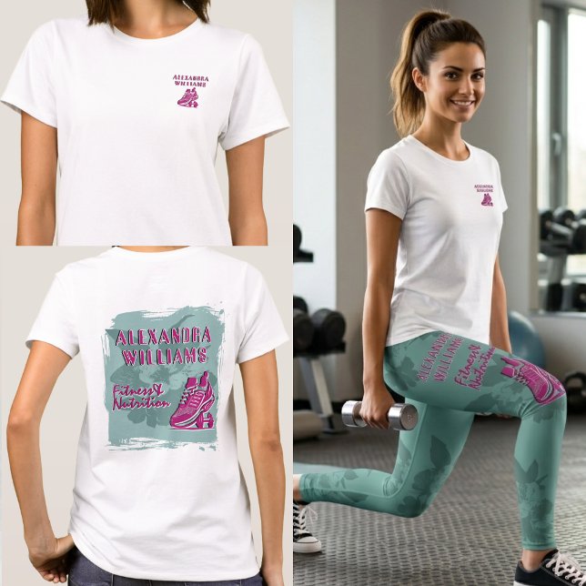 T-shirt Raspberry Teal Flourished Fitness & Nutrition  (Créateur téléchargé)