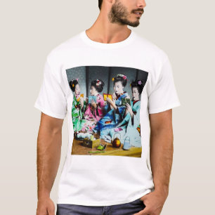 T-shirt Rassemblement vintage de geisha coloré par main