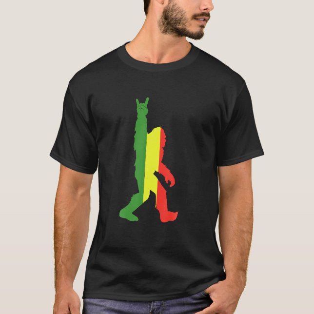 T-shirt Rasta Bigfoot Rock et Roll pour Sasquatch Believer (Devant)