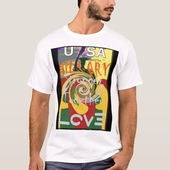 T-shirt Rasta Couleurs Rouge or Vert Hillary Art Imprimer (Devant)