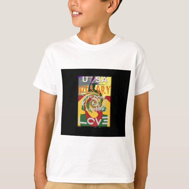T-shirt Rasta Couleurs Rouge or Vert Hillary Art Imprimer (Devant)