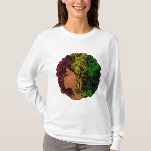 T-shirt Rasta femme noire afro rouge jaune vert