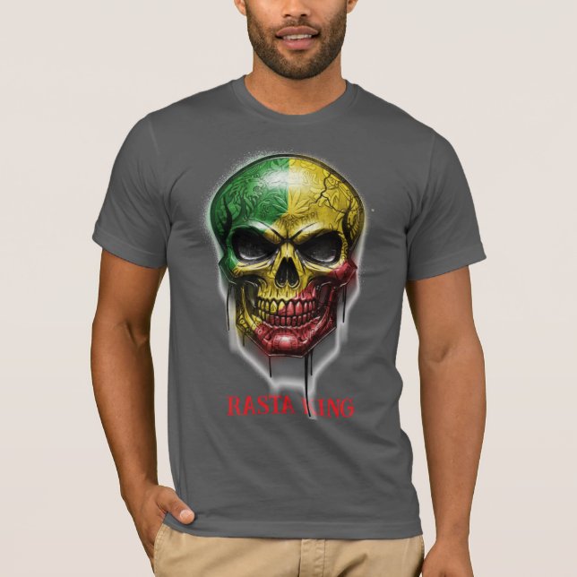 T-SHIRT RASTA KING SKULL (Devant)