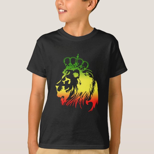 T-shirt RASTA Lion de Juda | Rouge Or Vert (Devant)