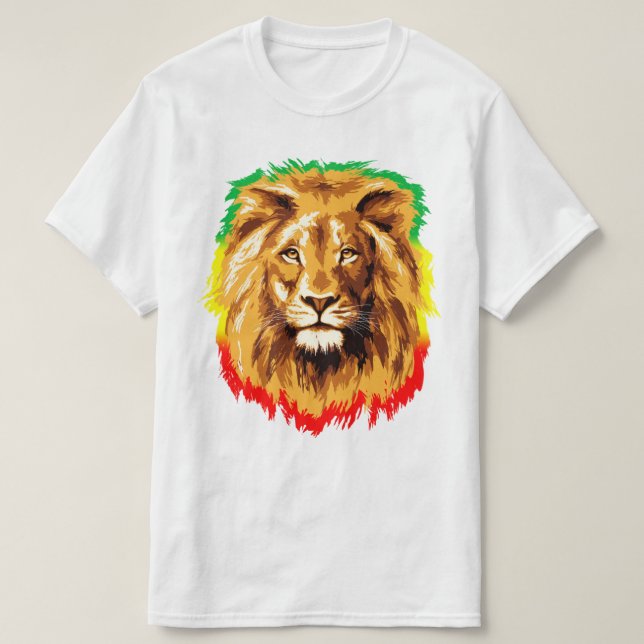 T-shirt RASTA Lion de Juda | Rouge Or Vert (Design devant)