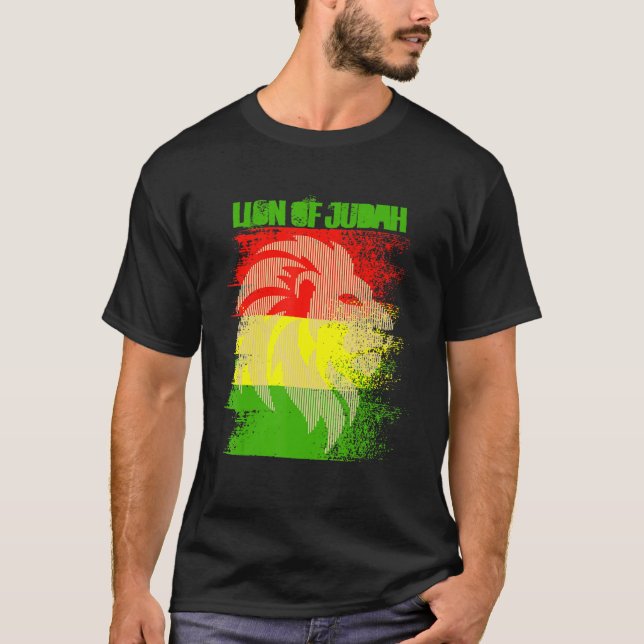 T-shirt Rasta Lion De Judah Racines De Reggae Jamaïque Ras (Devant)