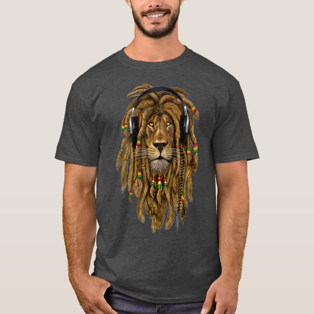 T-shirt Rasta Lion Dreadlocks Reggae cadeau Cool pour Love (Devant)