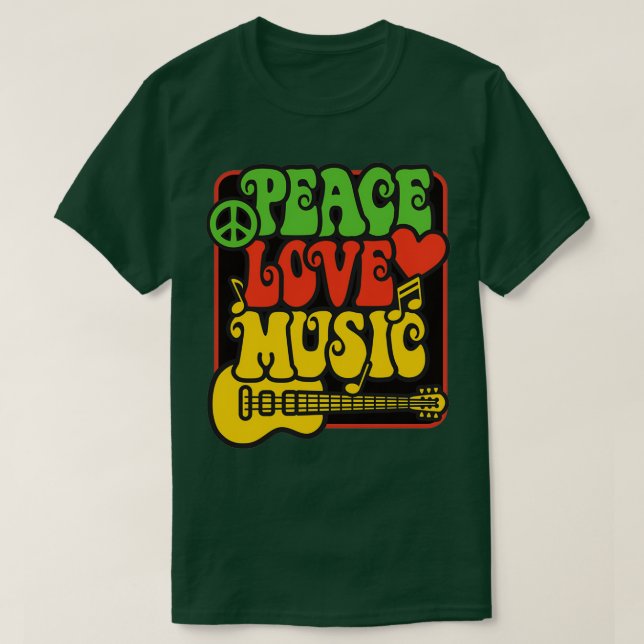 T-shirt Rasta Peace Love Music (Design devant)
