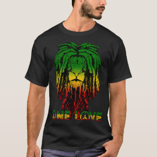 T-shirt Rasta Reggae Etophian Lion De Juda Rastafari Racin
