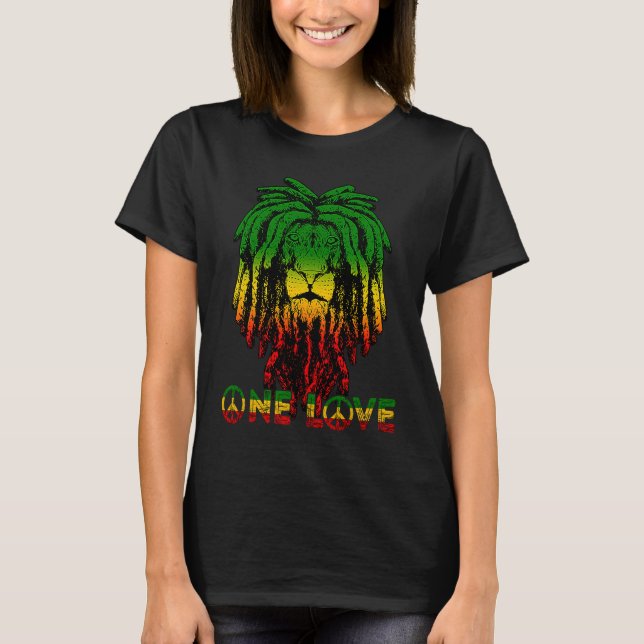T-shirt Rasta Reggae Etophian Lion De Juda Rastafari Racin (Devant)