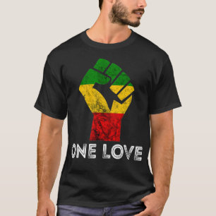 T-shirt Rasta Reggae Fist One Love Rastafari Jamaica Regga