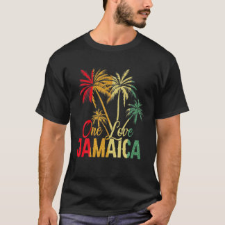 T-shirt Rasta Reggae Jamaïque Drapeau Couleur Palm Tree Ja
