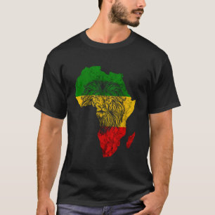 T-shirt Rasta Reggae Lion De Juda Carte Afrique Rastafari 