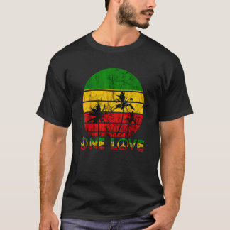 T-shirt Rasta Reggae One Love Retro Vintage Sunset Jamaïqu