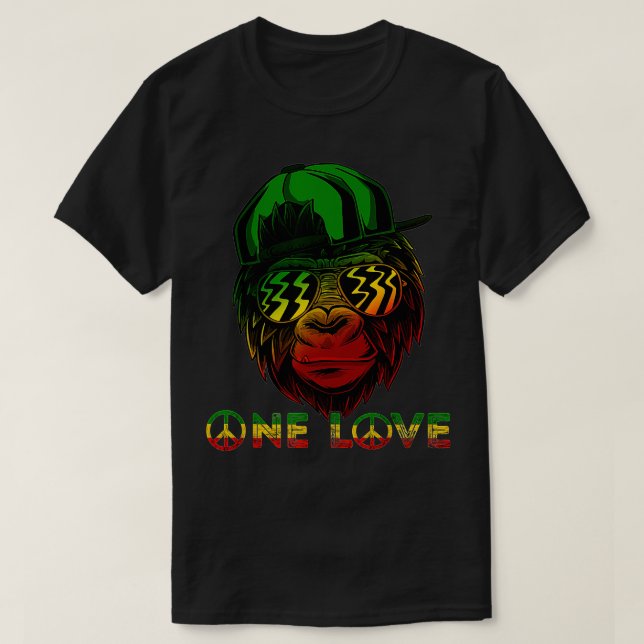 T-shirt Rasta Reggae Singe One Love Jamaïque Music Headpho (Design devant)