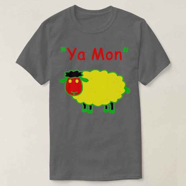 T-shirt Rasta Sheep Ya Mon Funny (Design devant)