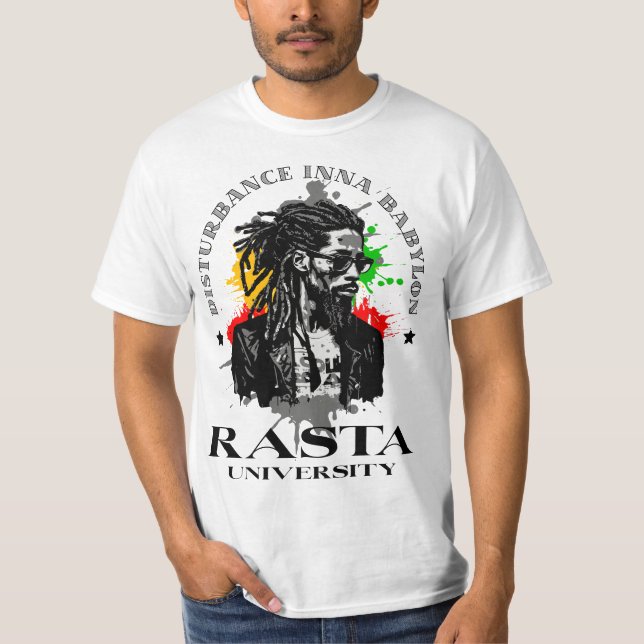 T-shirt Rasta University Disturbance Inna Babylon Reggae (Devant)